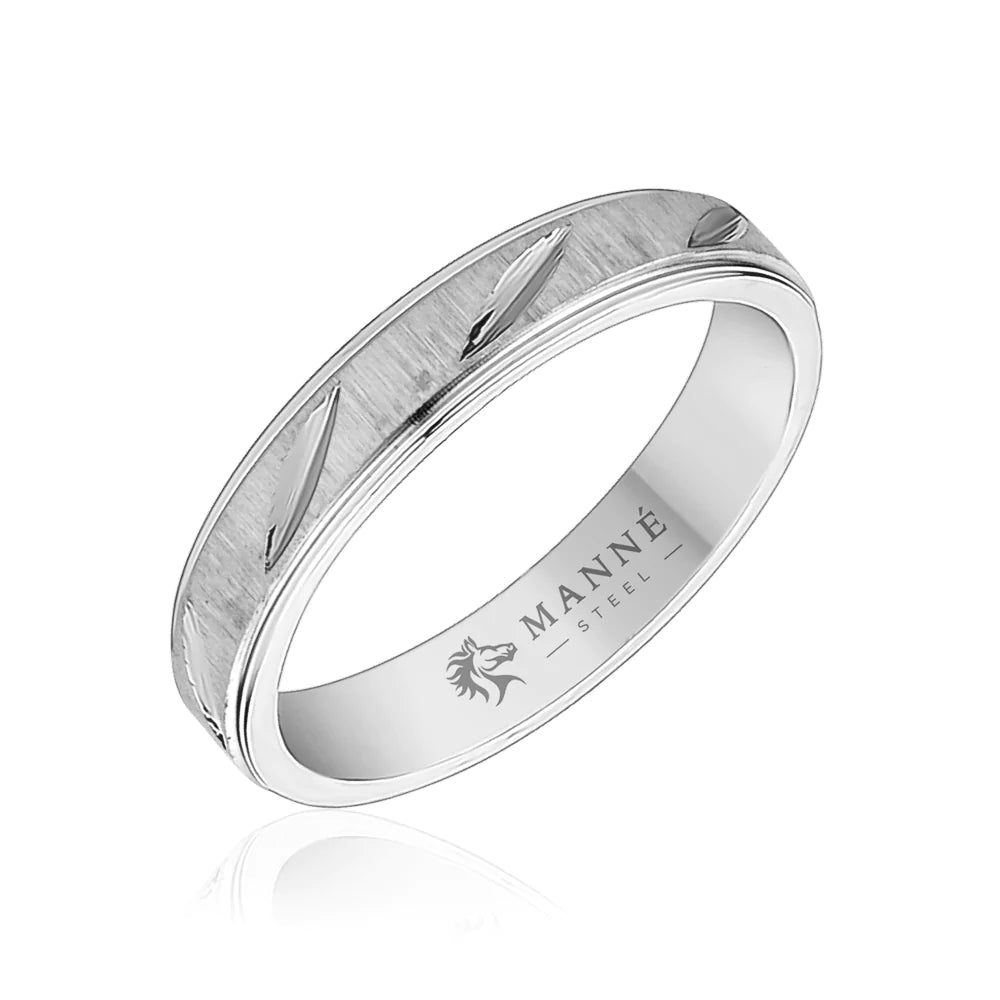4mm Textured Stainless Steel Band with Polished Accents