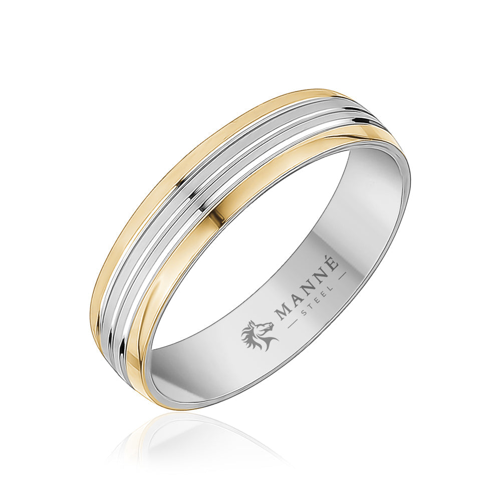 Stainless Steel Interwoven Two- Tone Band Ring