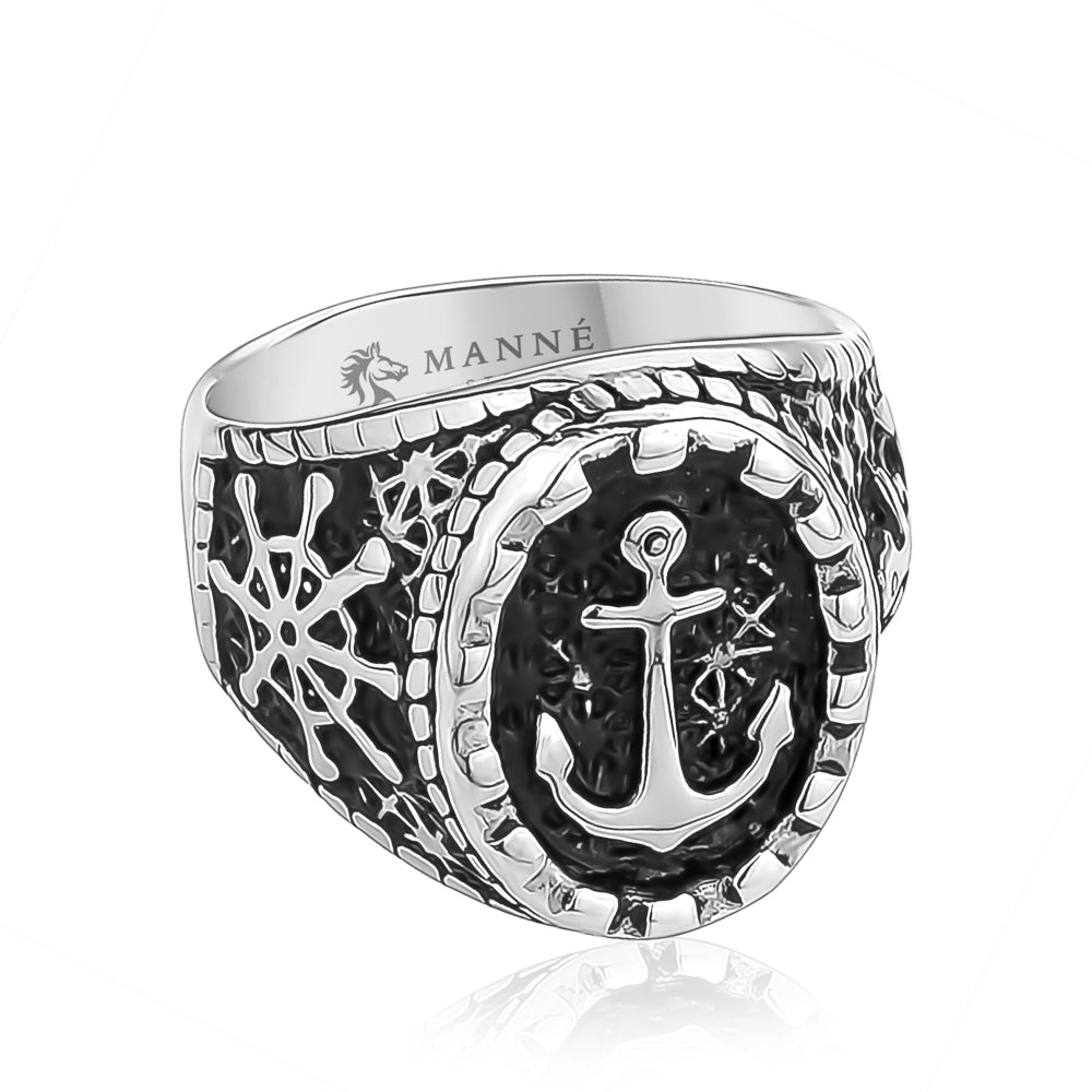 Men's Anchor & Helm Sailor Stainless Steel Ring