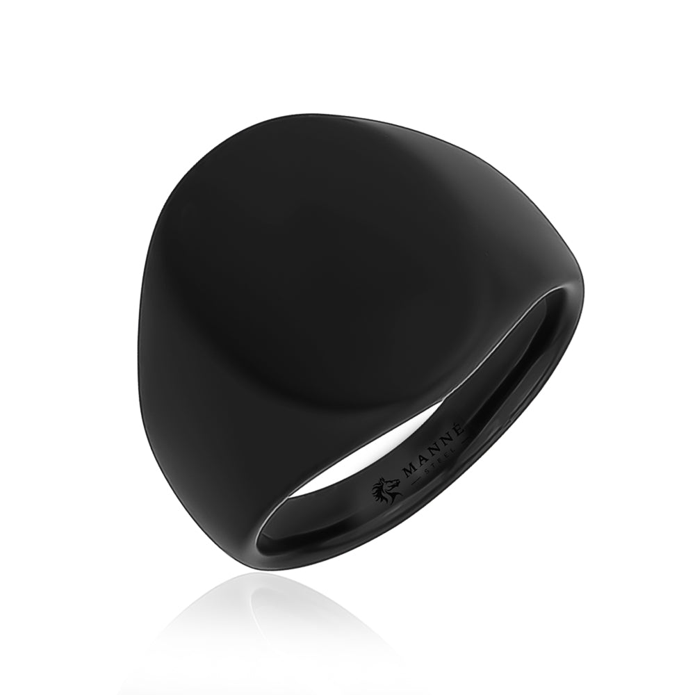 Matte Black Oval Stainless Steel Ring
