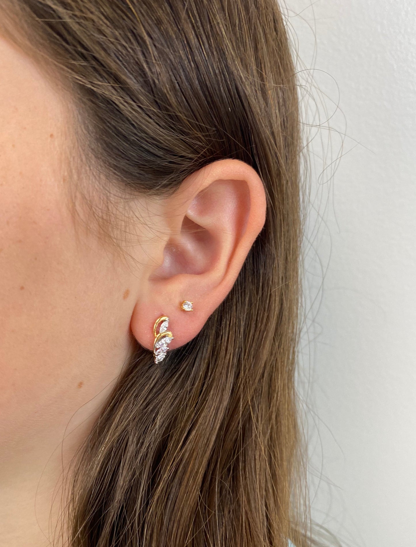 18ct Gold plated Fountain Marquise Cubic Zirconia Earrings
