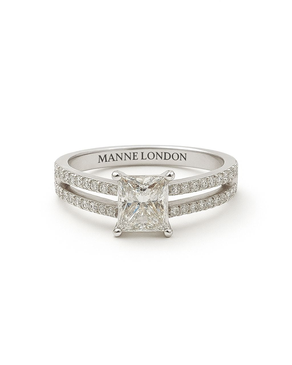 1.2ct D-Colour Moissanite Princess Cut Sterling Silver Engagement Ring - GRA Certified