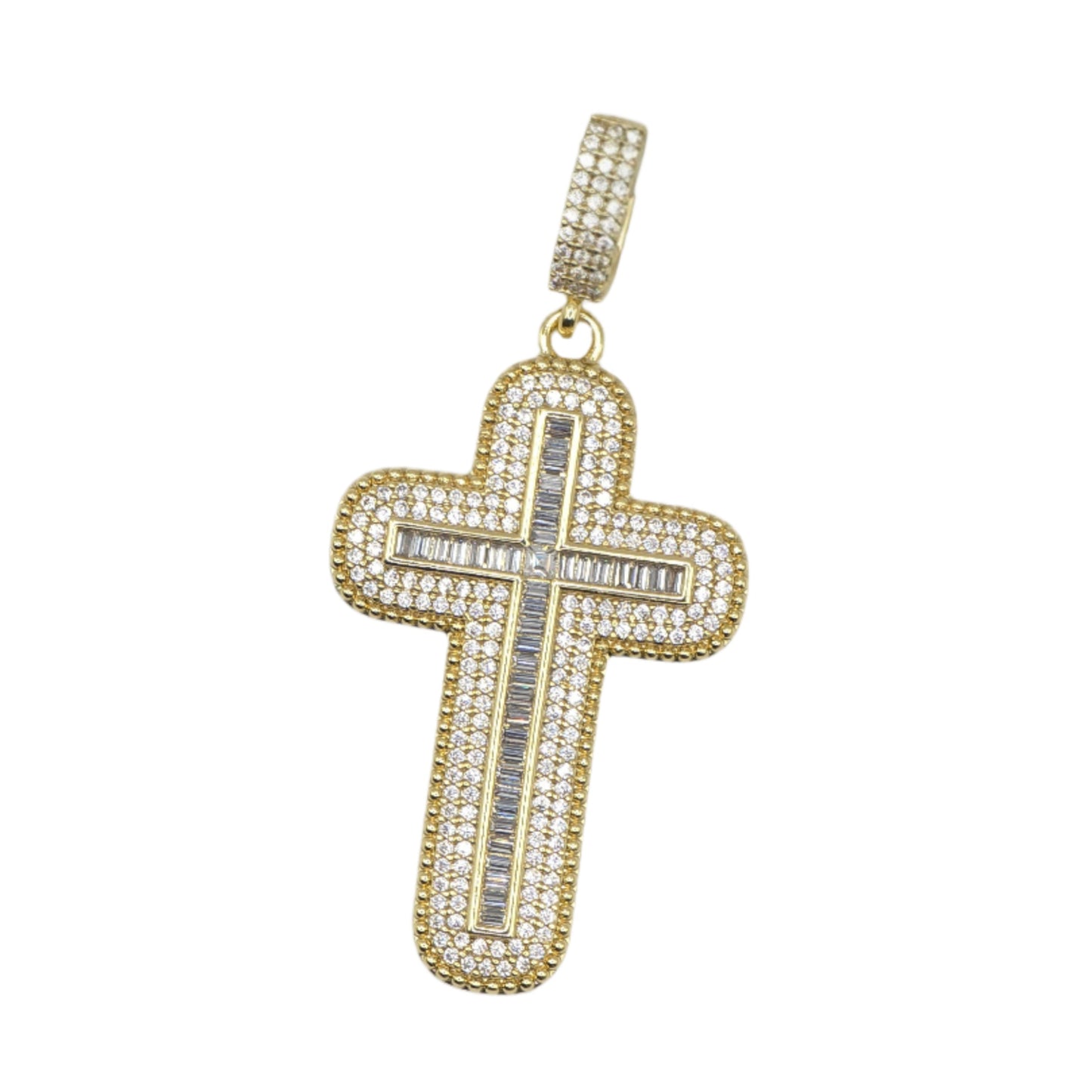 14ct Gold Plated Cross Pendant with Cubic Zirconia Sparkle