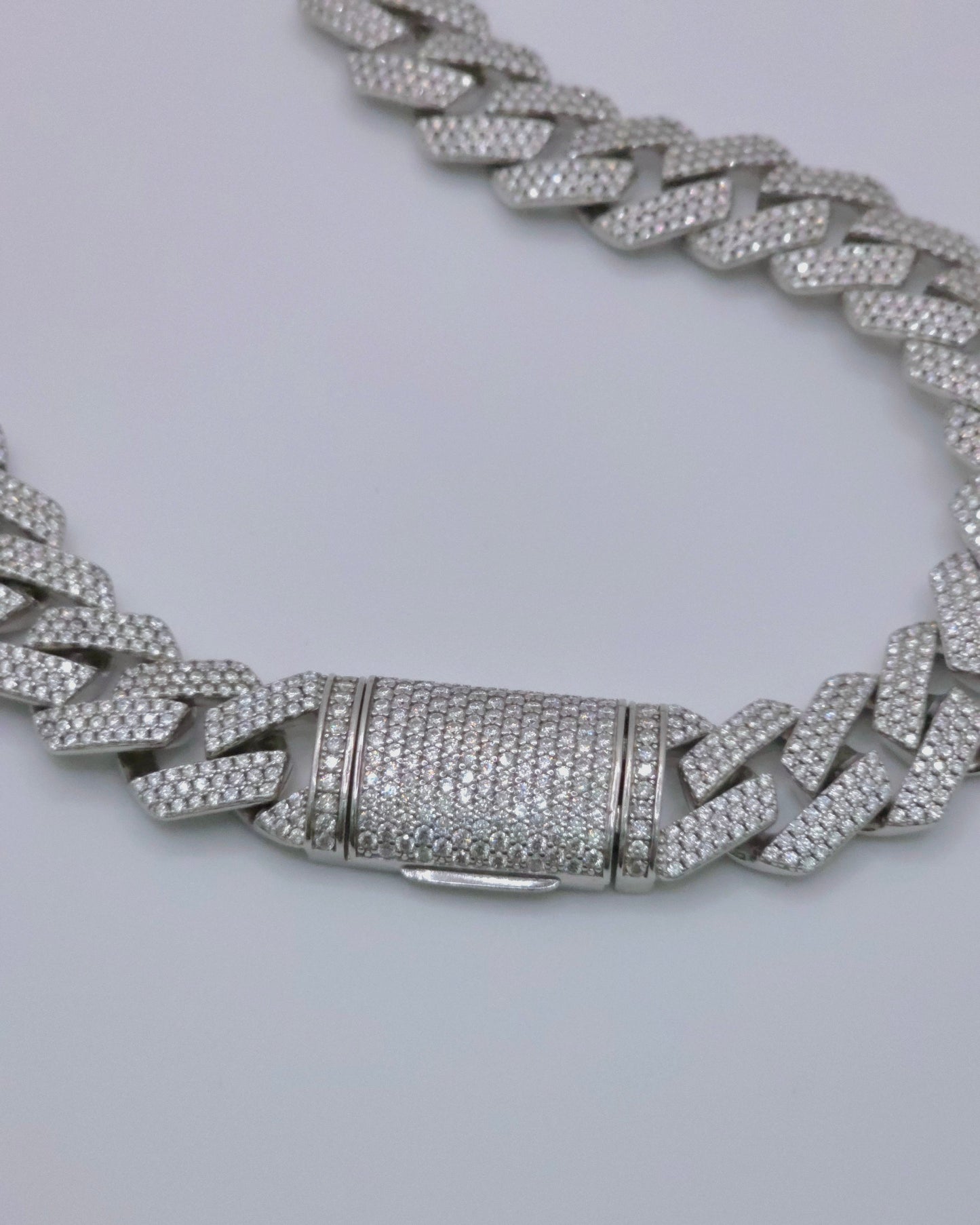 Dazzling 8mm Sterling Silver Micro Pave Moissanite Necklace - 22" - VVS1 & GRA Certified