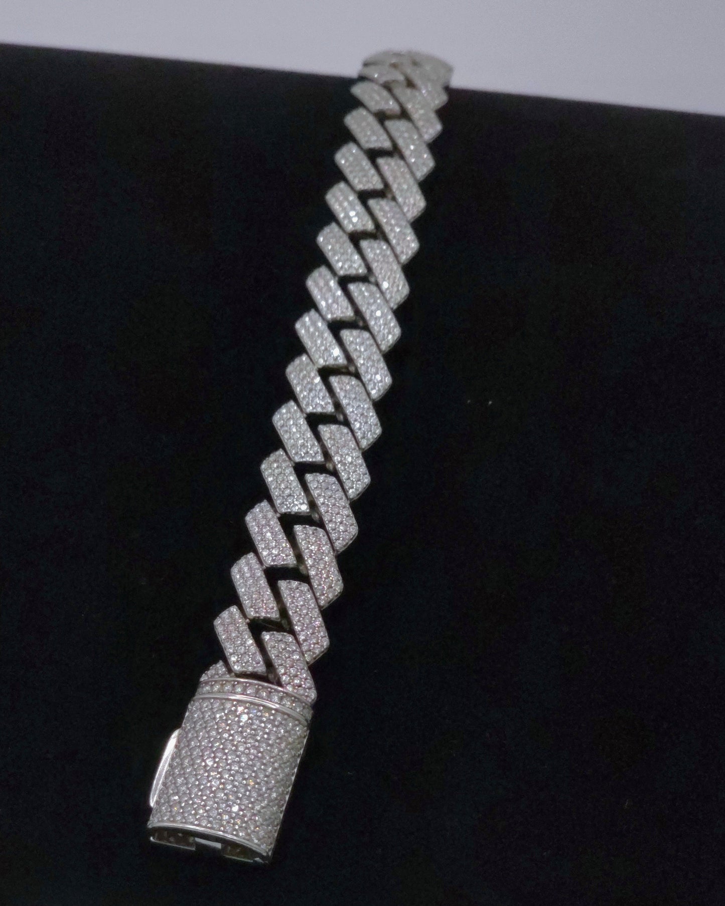 Stunning 10mm Sterling Silver Micro Pave Moissanite Bracelet - 8.5'' - VVS1.1 Clarity & GRA Certified