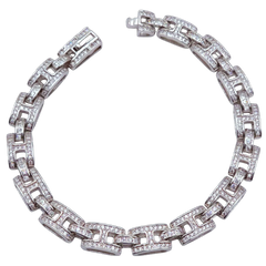 Sterling Silver 8mm Pave Cubic Zirconia Link Bracelet