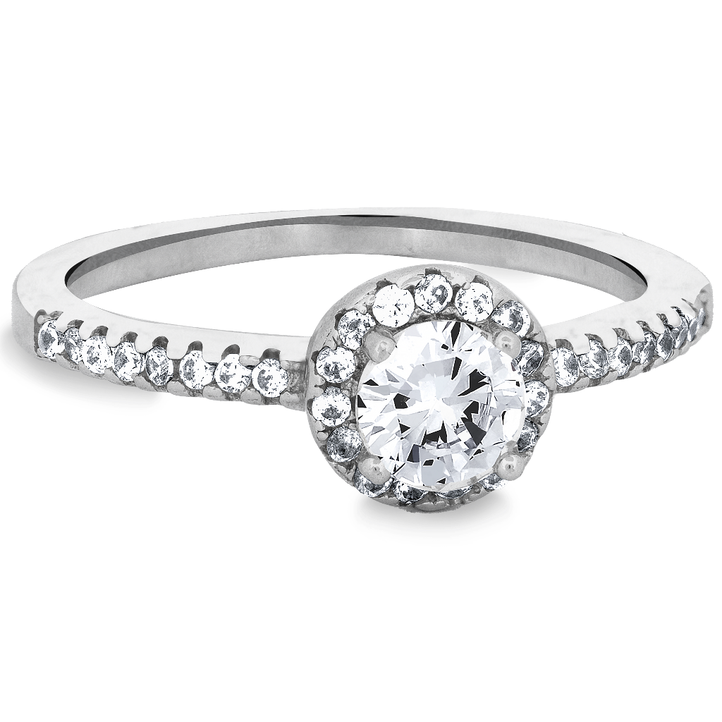 Sterling Round CZ Halo Ring