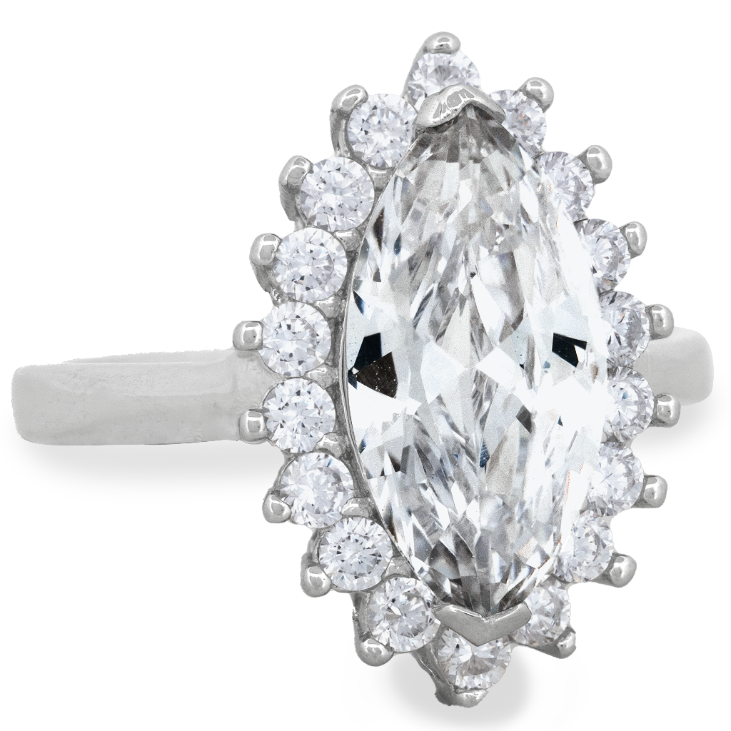 Sterling Silver Dazzling Marquise Halo Ring