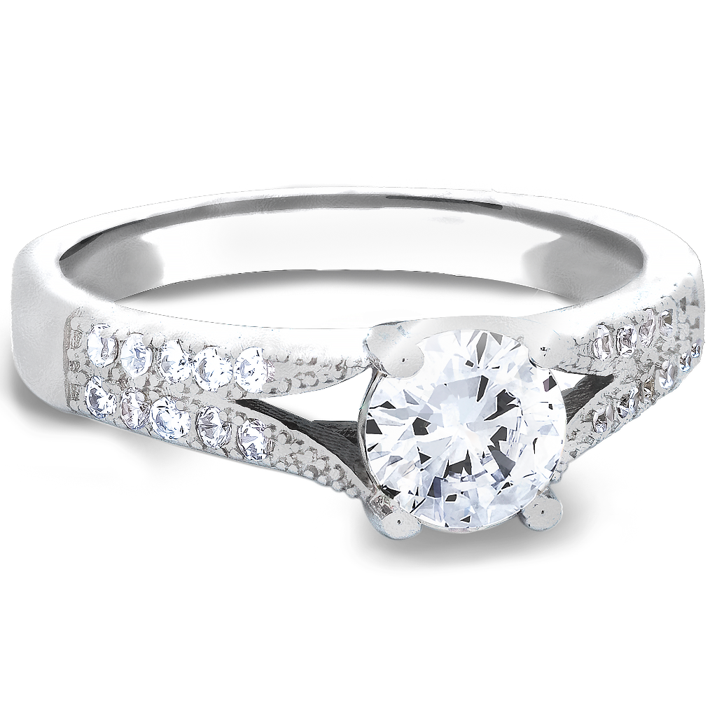 Sterling Silver Elegant Split Shank CZ Ring