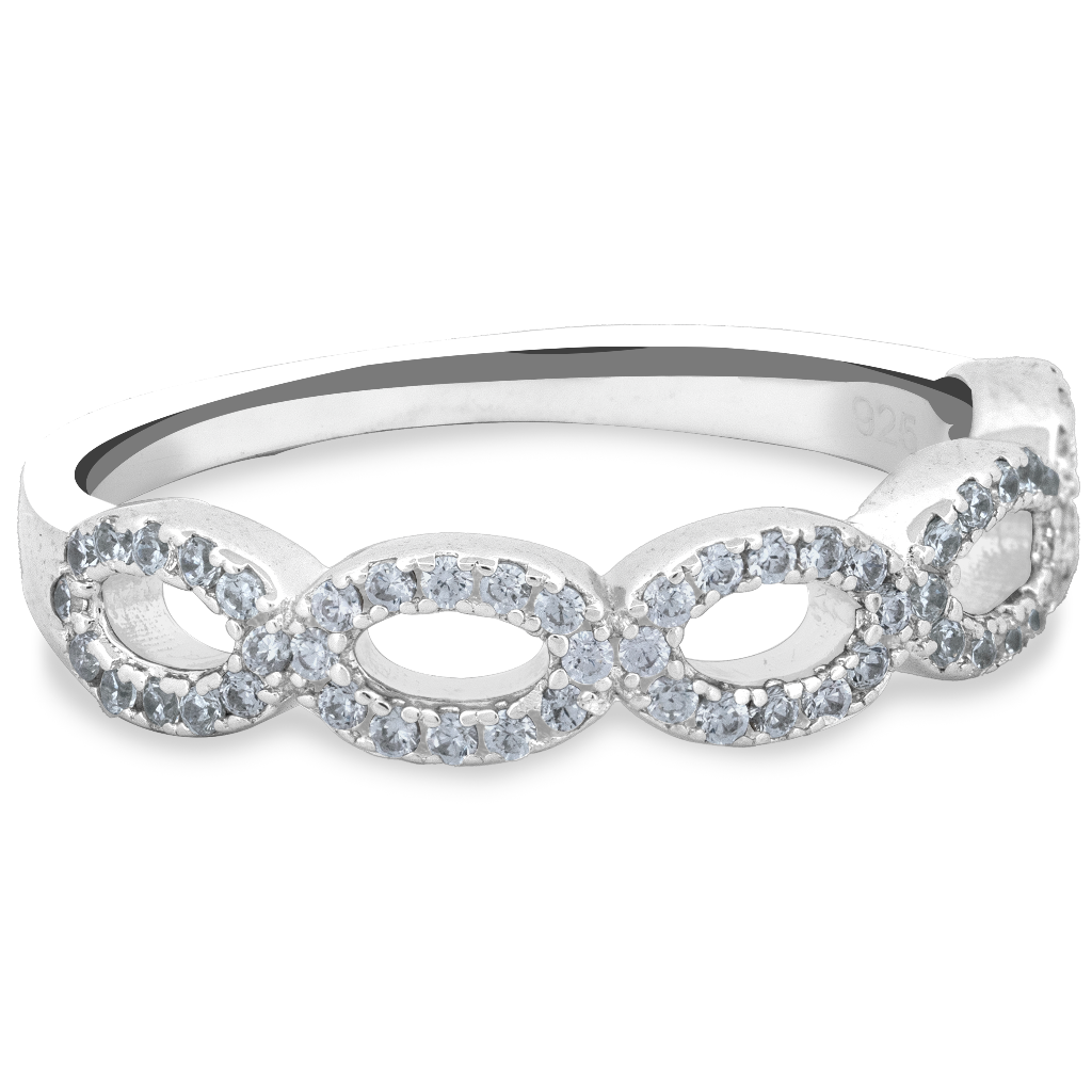 Sterling Silver Intertwined CZ Infinity Ring