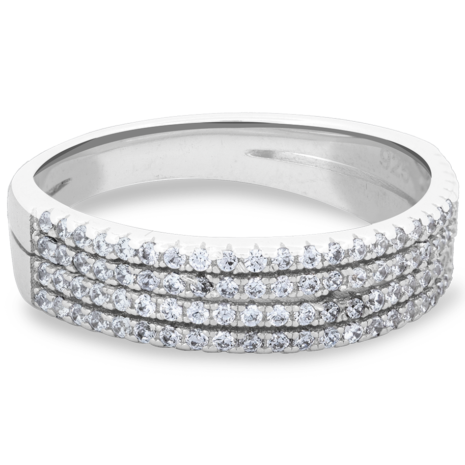 Sterling Silver Radiance Four Row CZ Band Ring