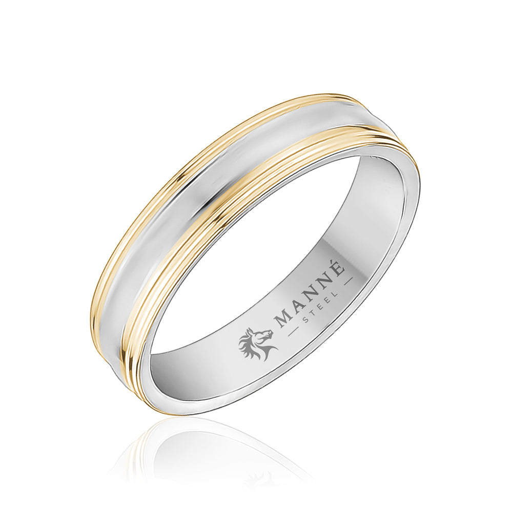 5mm Stainless Steel Two Tone Inlay Band Ring