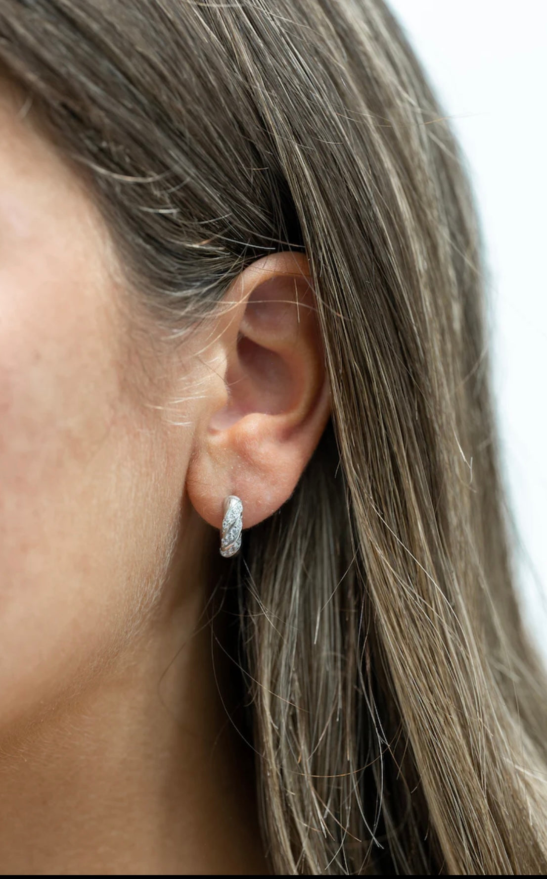 Sterling Silver 925 Pave Swirl Huggie Earrings