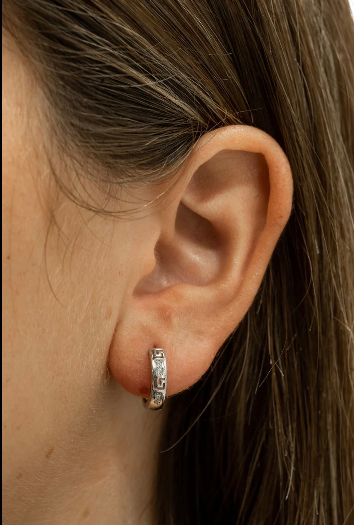Silver Small Crystal Huggie Earrings