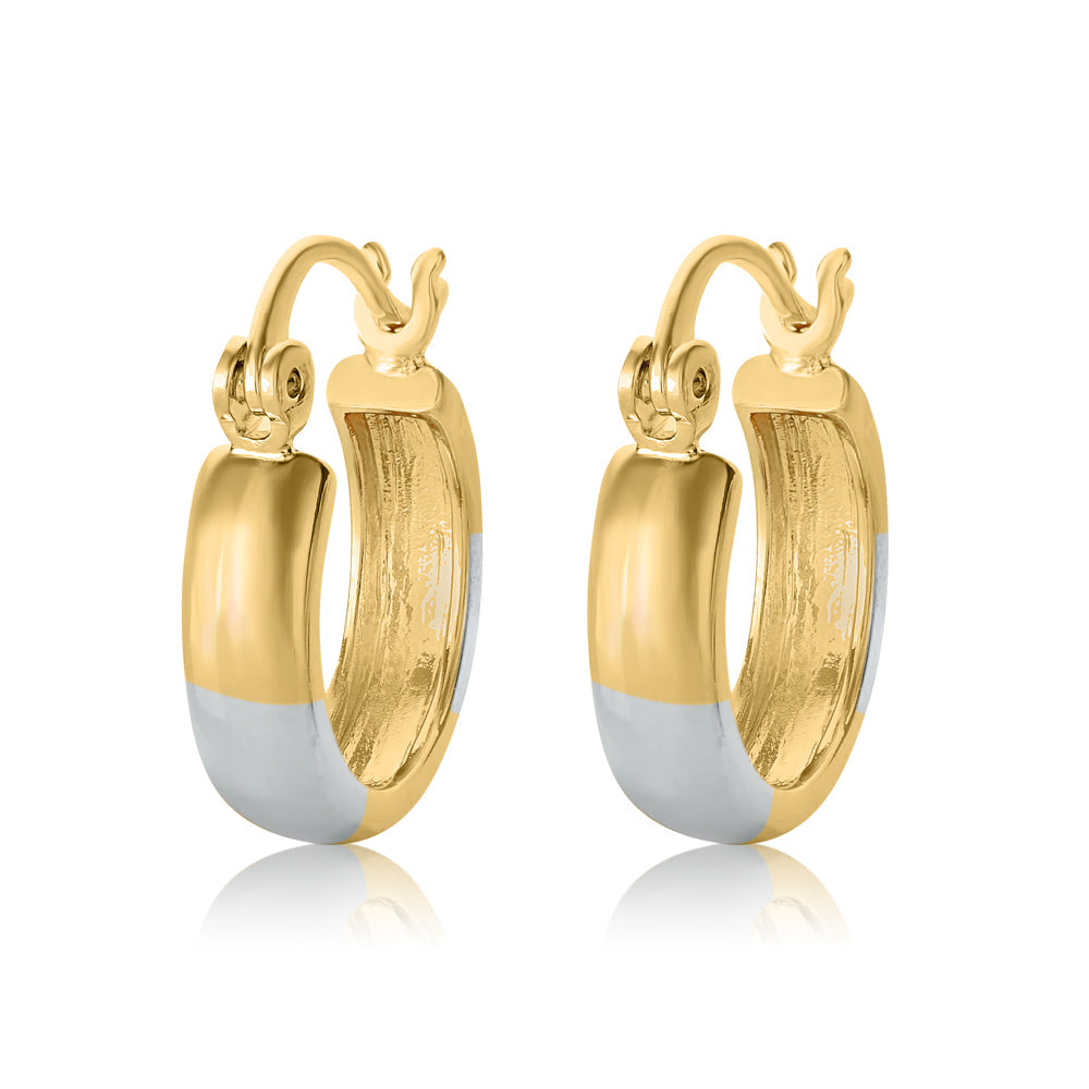 Two-Tone 18k Gold Plated Hoop Earrings