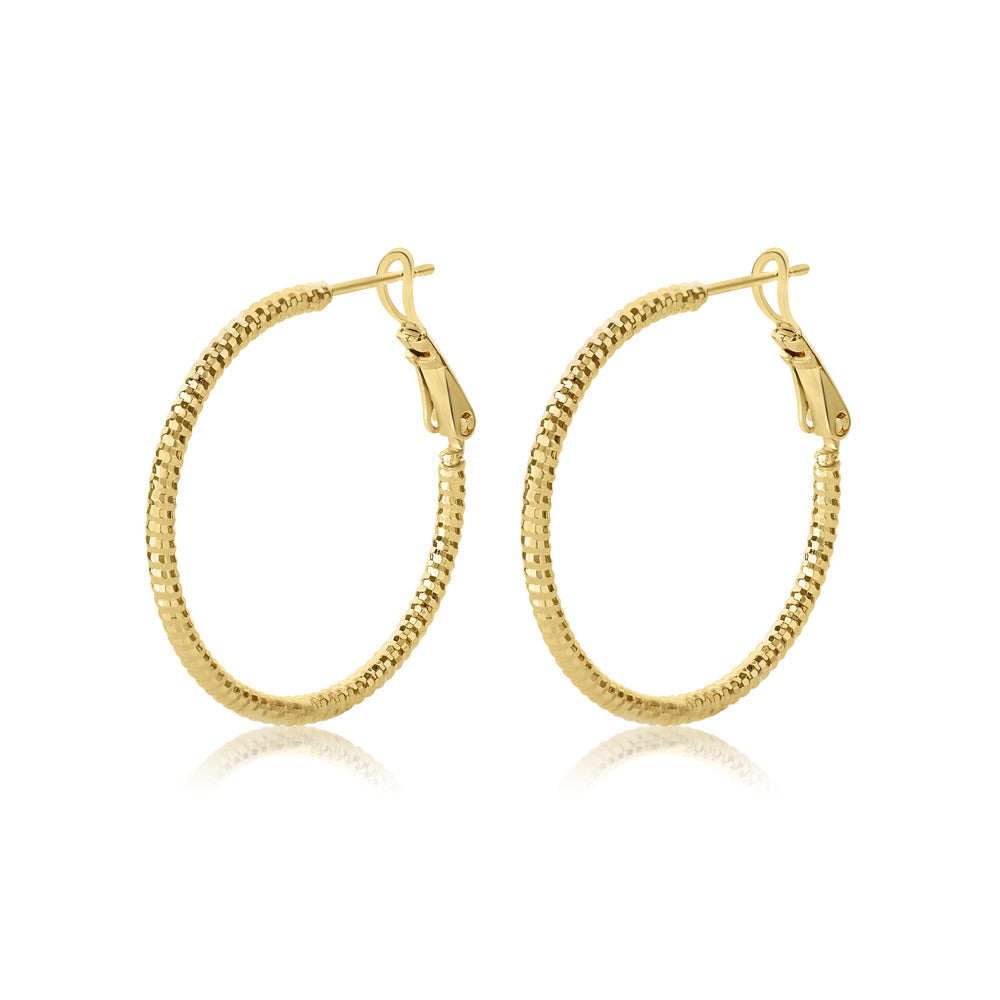18ct Plated Gold Diamond Cut Hoops
