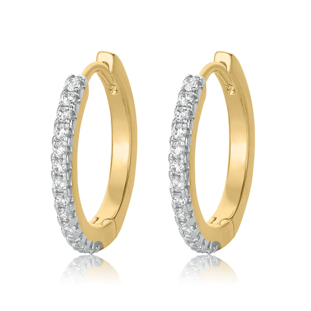 18ct Gold Plated Classic CZ Hoop Earrings