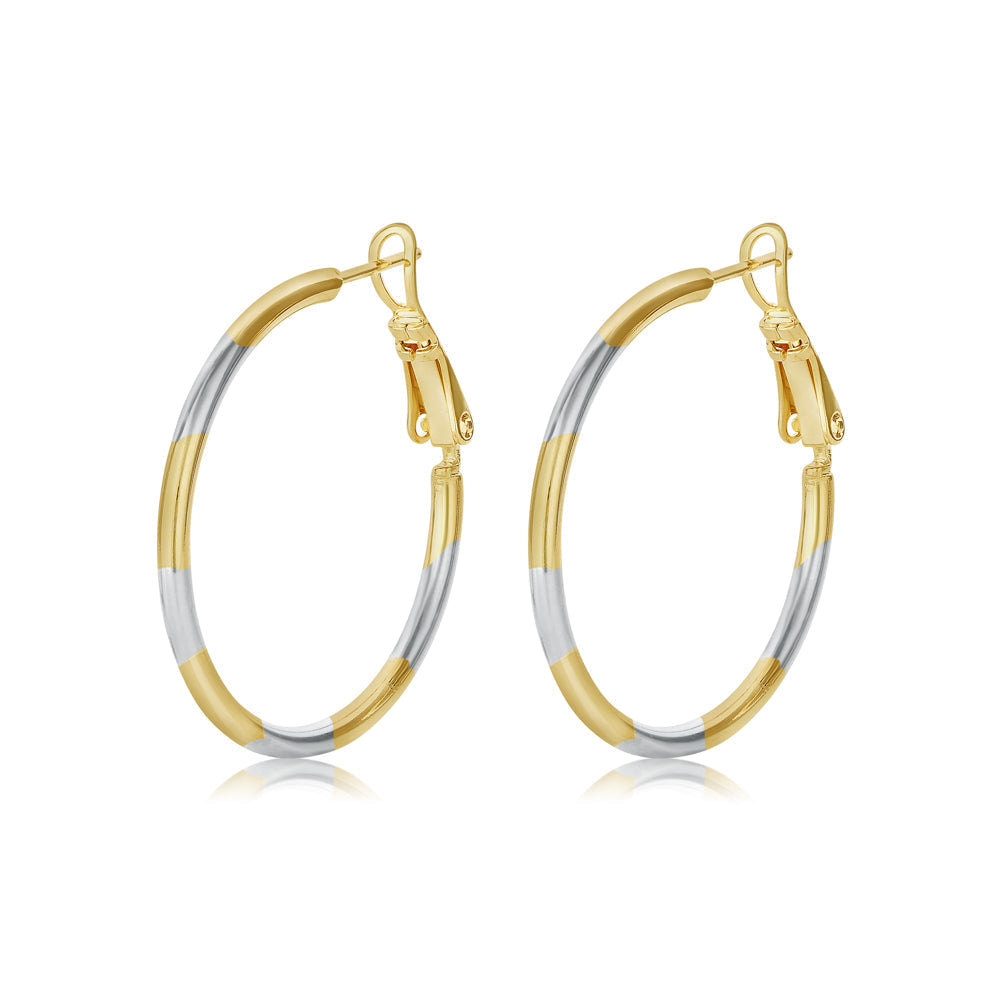 18ct Gold Plated Alternating Tone Hoop Earrings