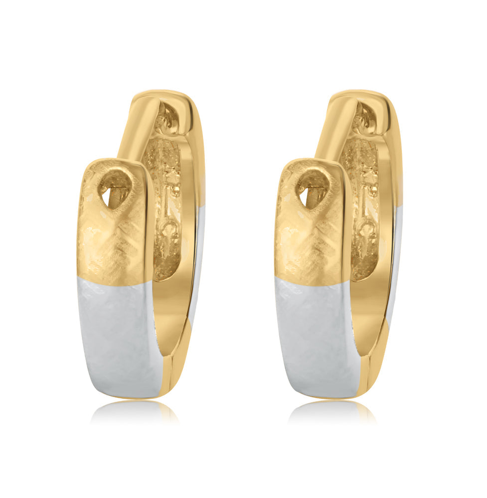 Two-Tone 18ct Gold Plated Huggie Earrings