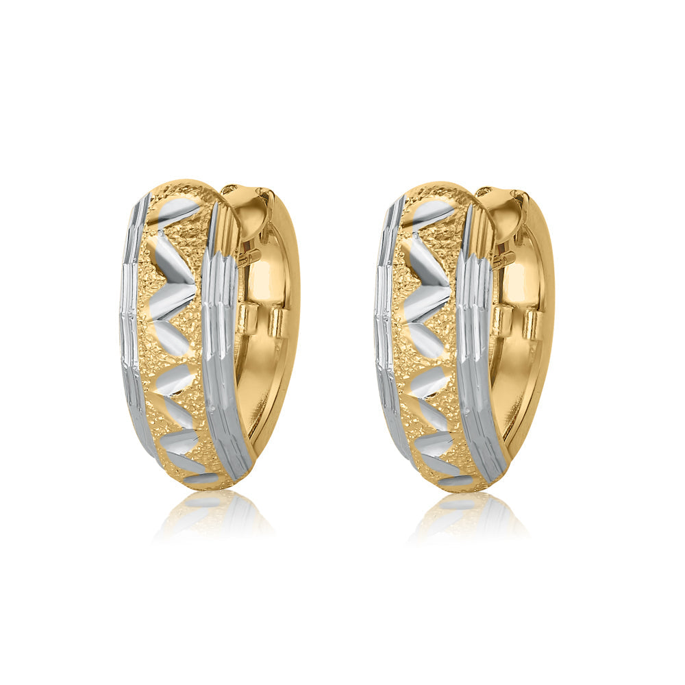 Herringbone Diamond Cut Huggie Earrings