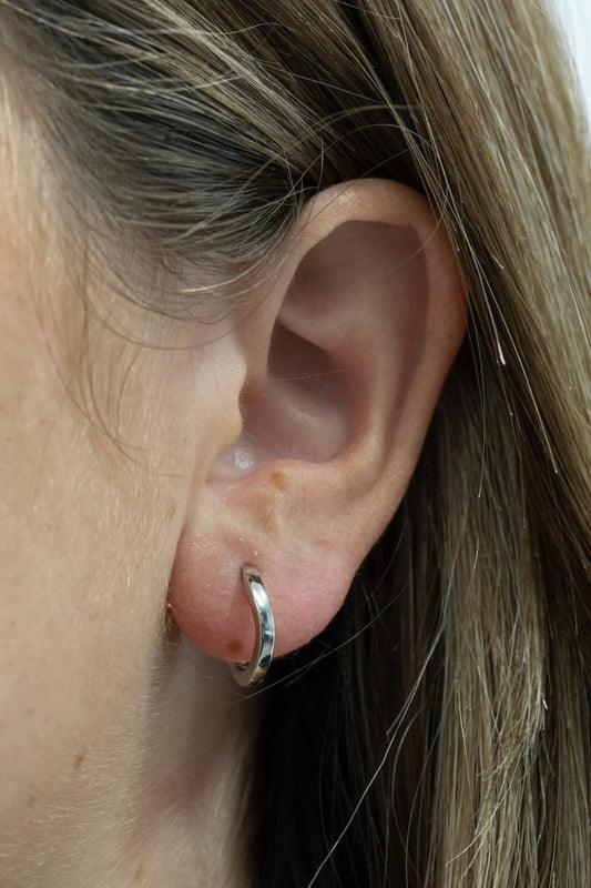Silver Plain Sleepers Huggie Earrings