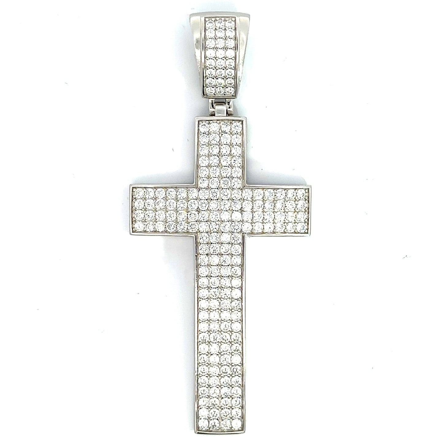 Grand Sterling Silver 925 Cubic Zirconia Statement Cross Pendant