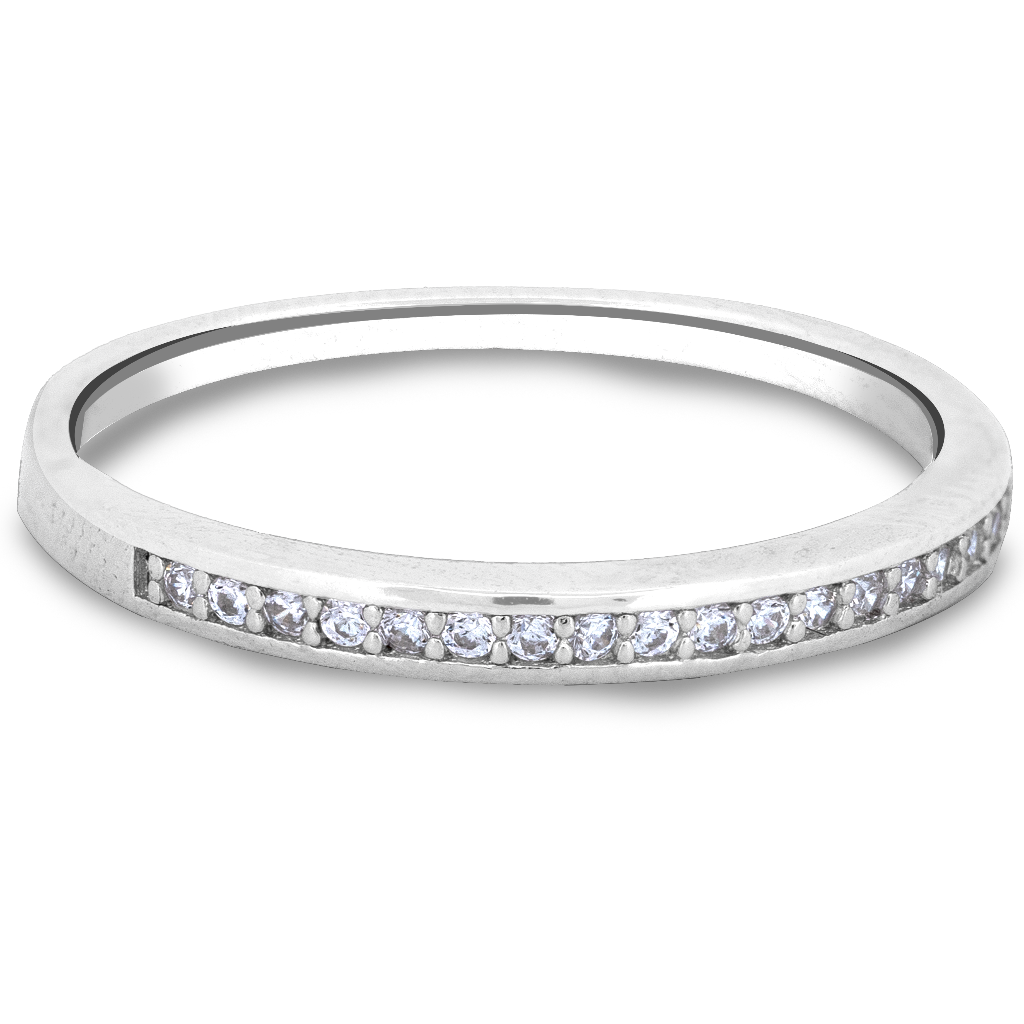 Sterling Silver Round CZ Halo Engagement Ring Set