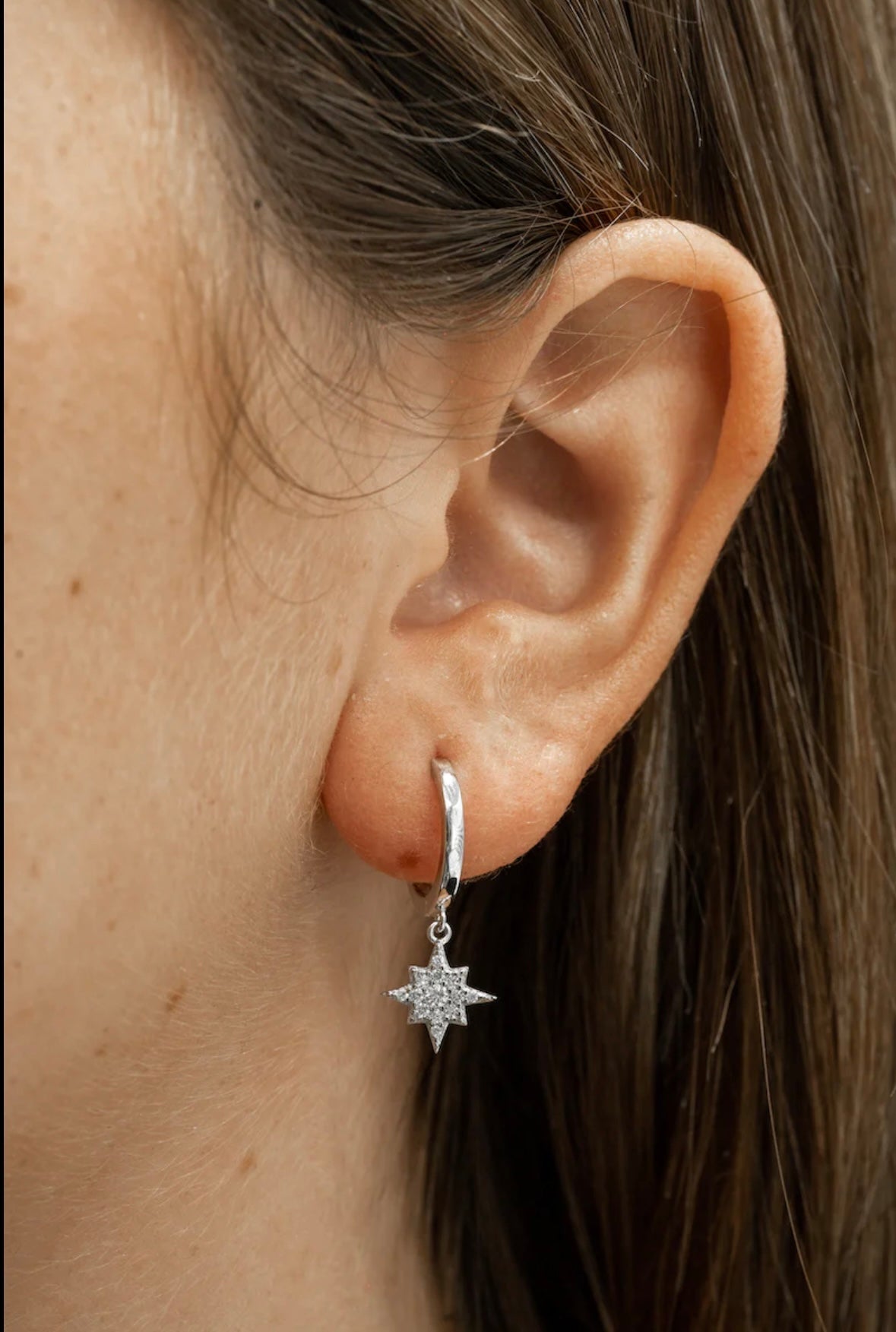 Silver Star Drop Earrings