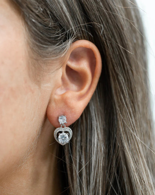 Sterling Silver Heart Drop Earrings