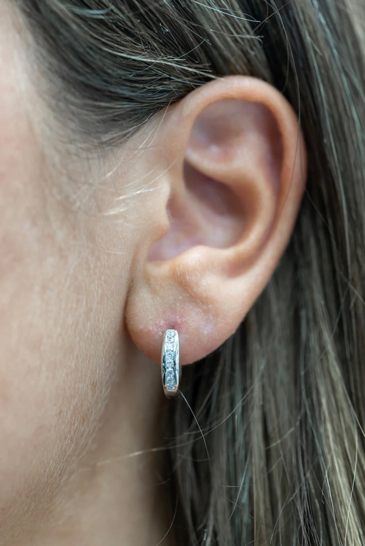 Dazzling Cubic Zirconia Sterling Silver Huggie Hoops