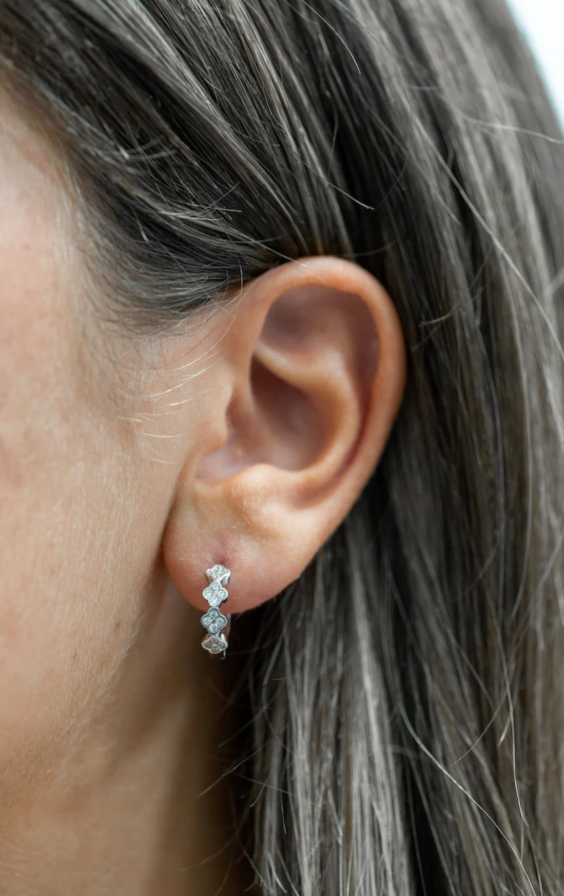 Sterling Silver Trio Cluster Huggie Earrings