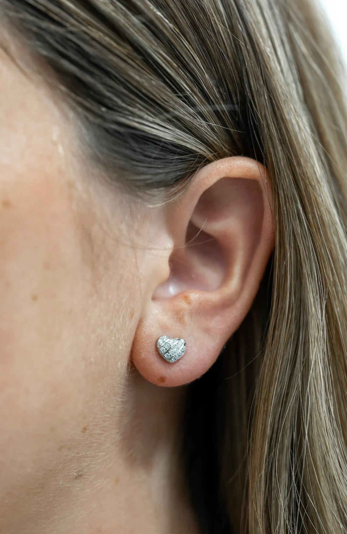 Sterling Silver Heart Cubic Zirconia Stud Earrings