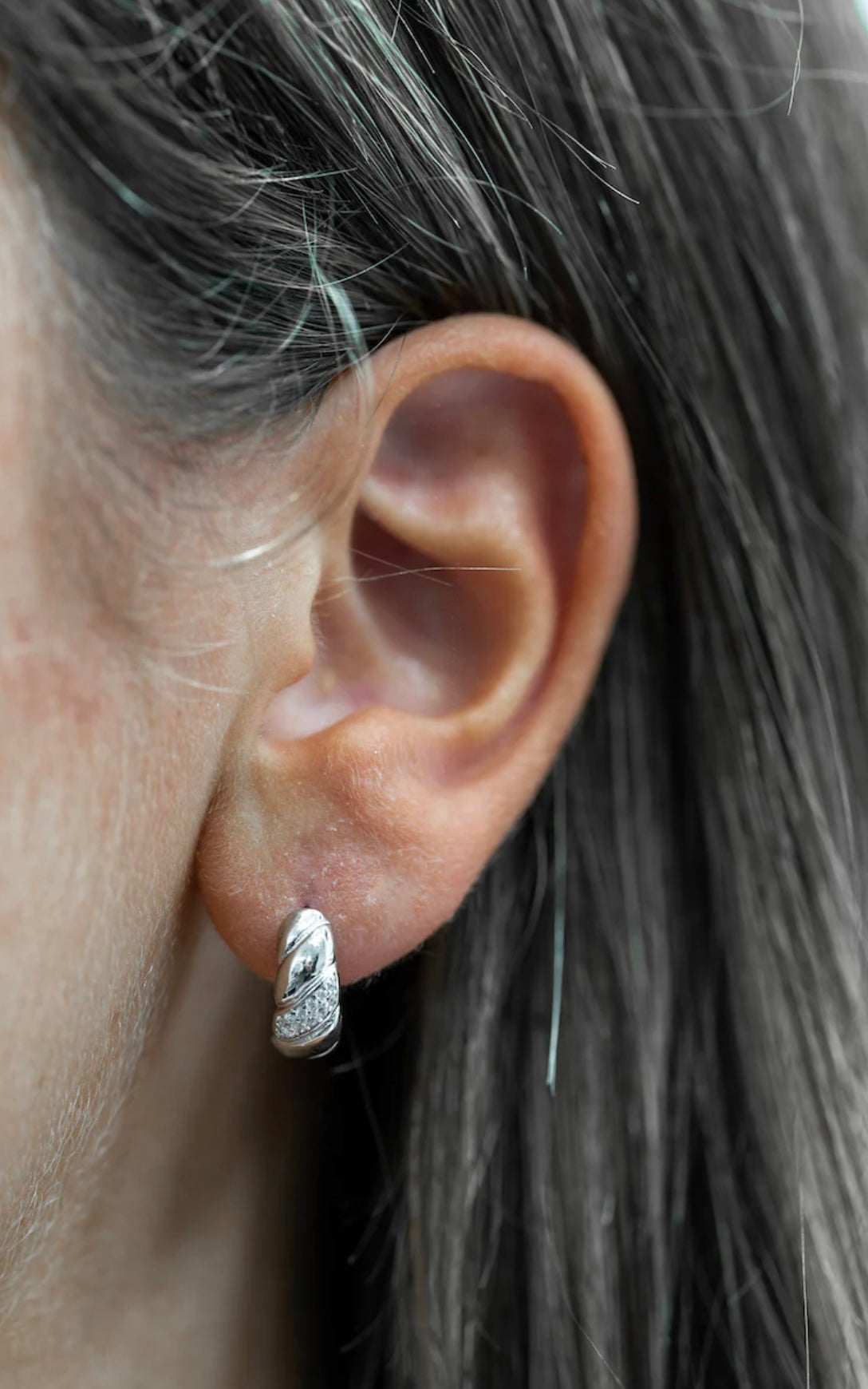 Artisan Curve CZ Hoop Earrings