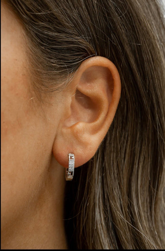 Silver Cubic Zirconia Huggie Earrings
