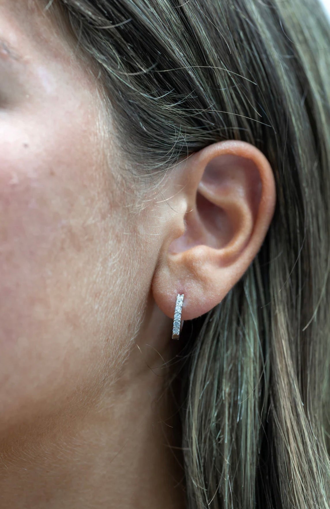 Sleek Sparkle Sterling Silver CZ Huggie Earrings