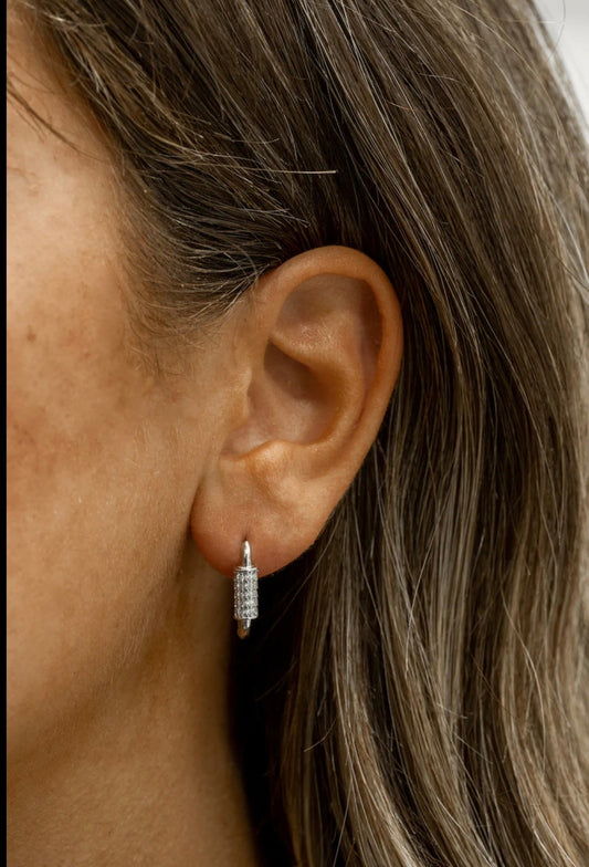 Silver Cubic U Shaped Huggie Earrings