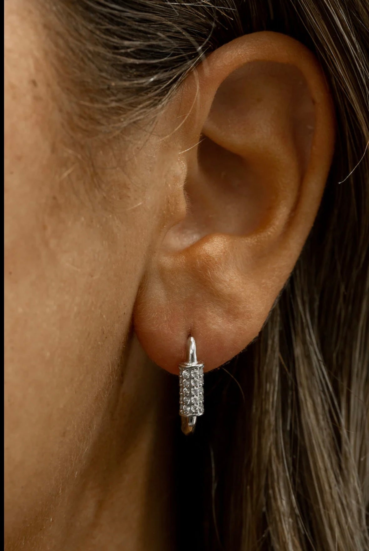 Silver Cubic U Shaped Huggie Earrings
