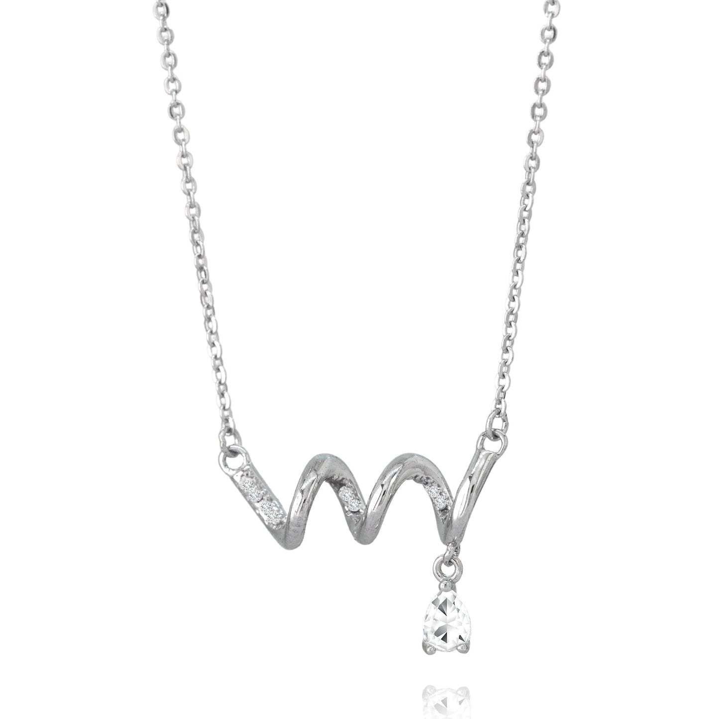 Silver Spiral Twist Pendant Necklace