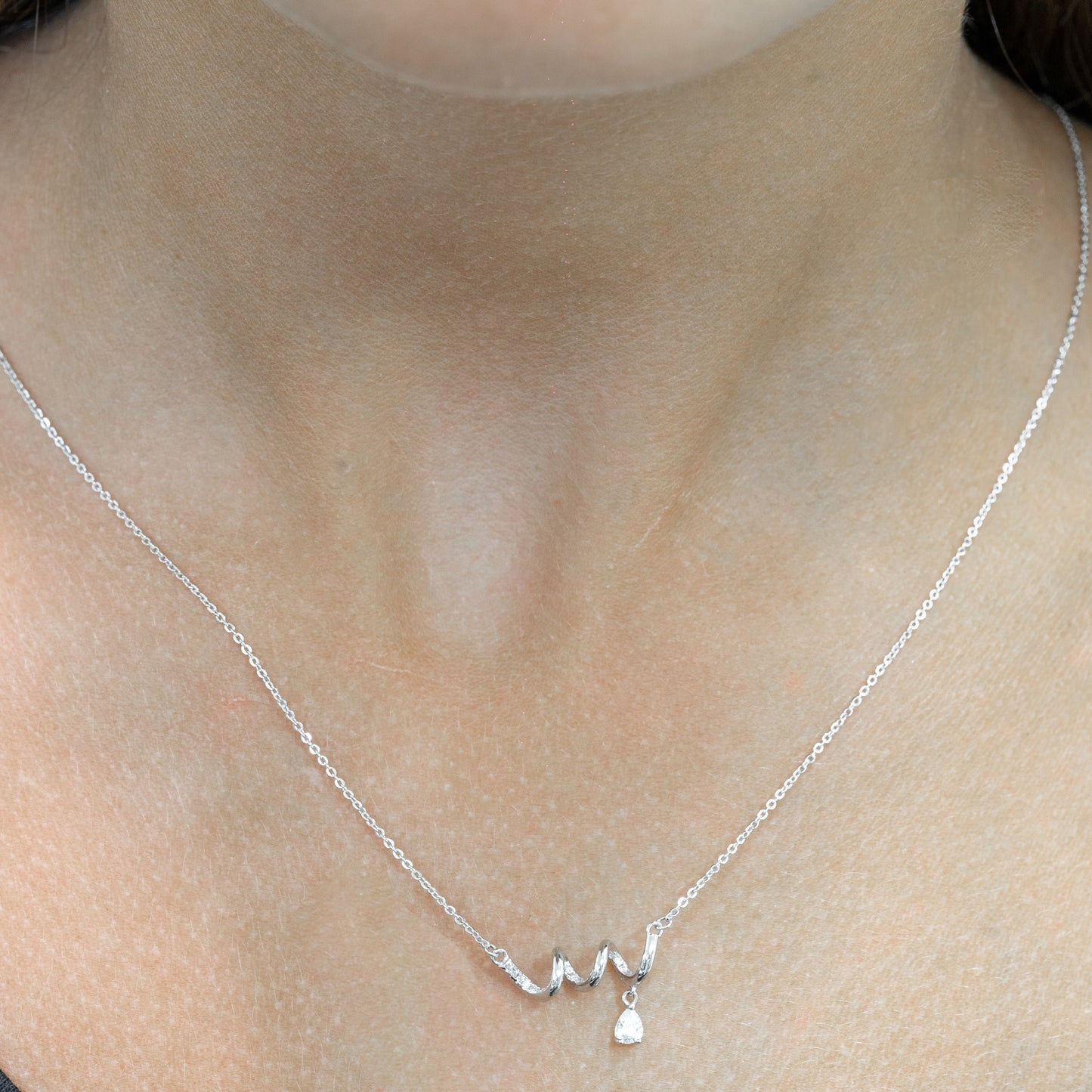 Silver Spiral Twist Pendant Necklace