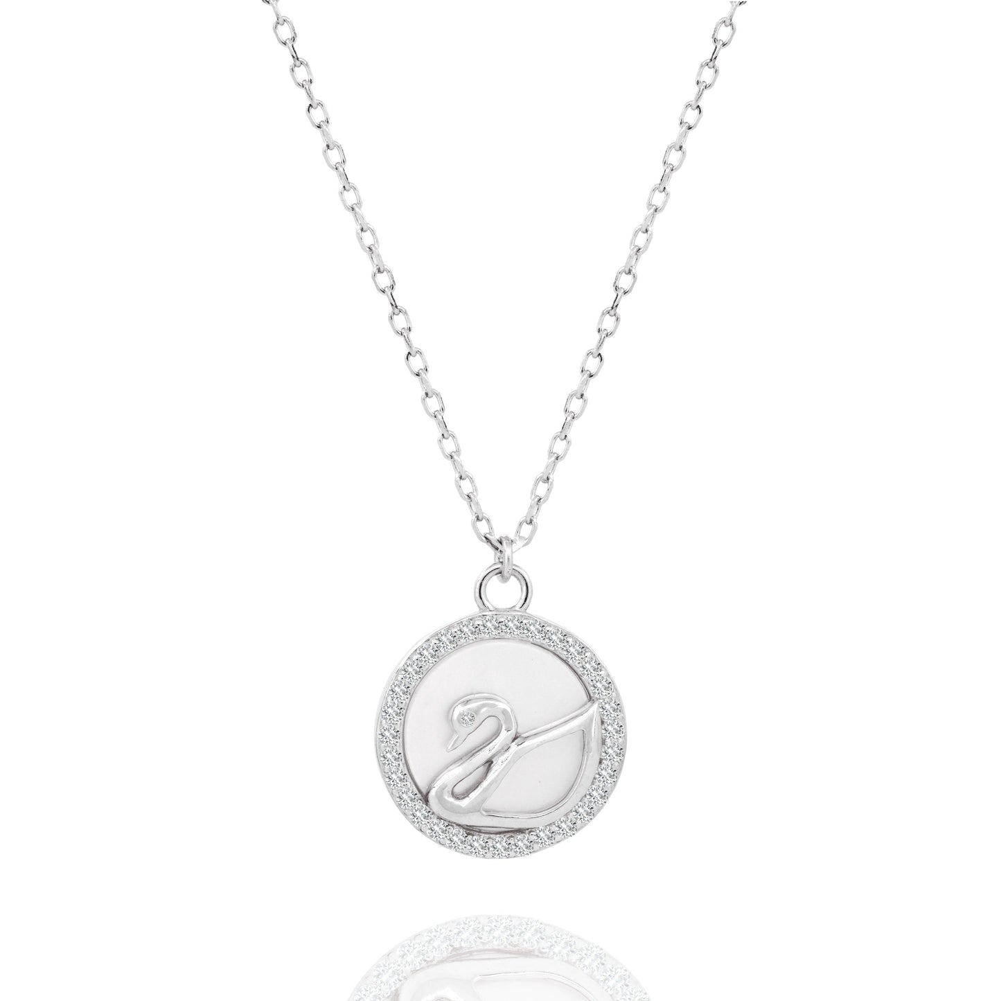 Silver Swan Pendant Necklace