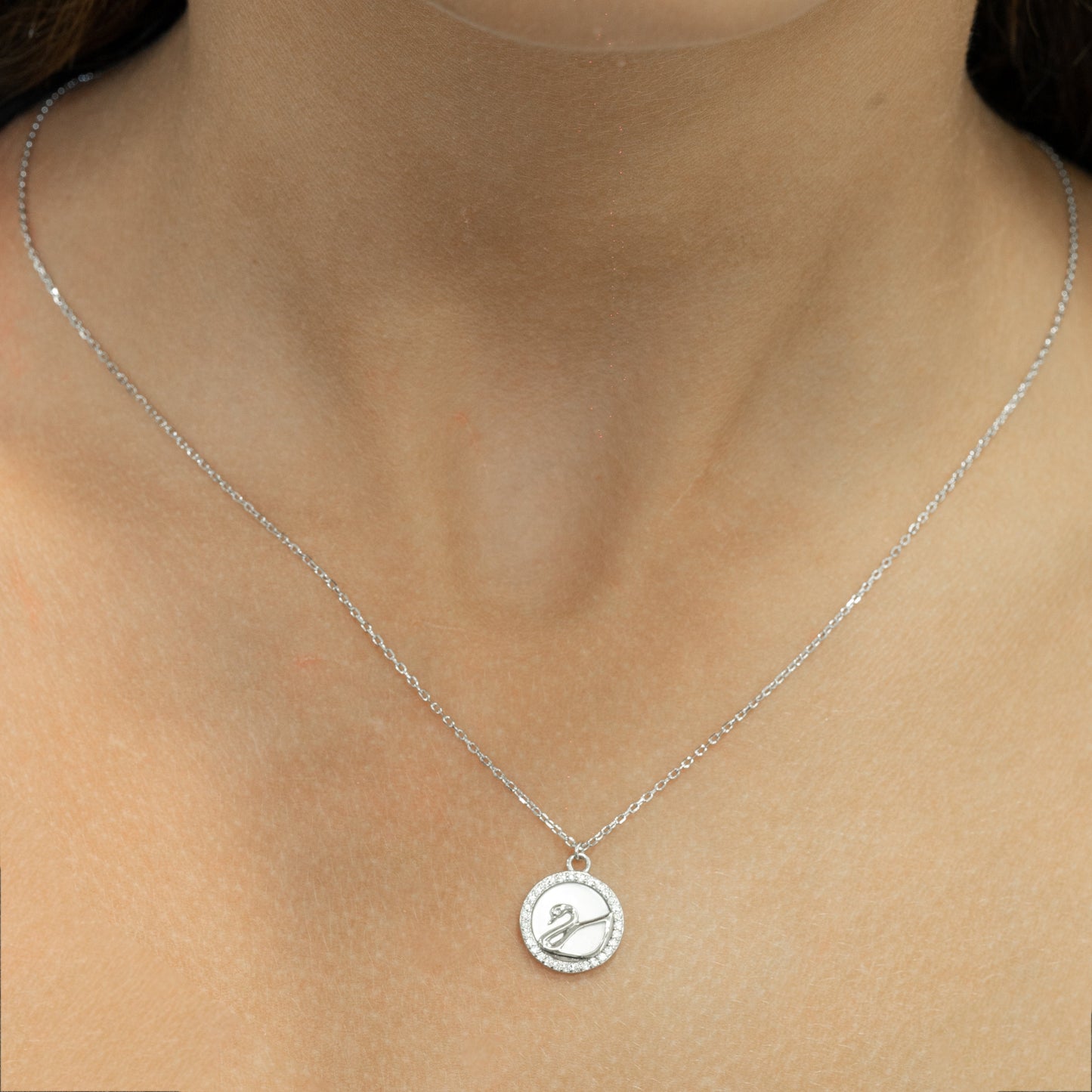 Silver Swan Pendant Necklace