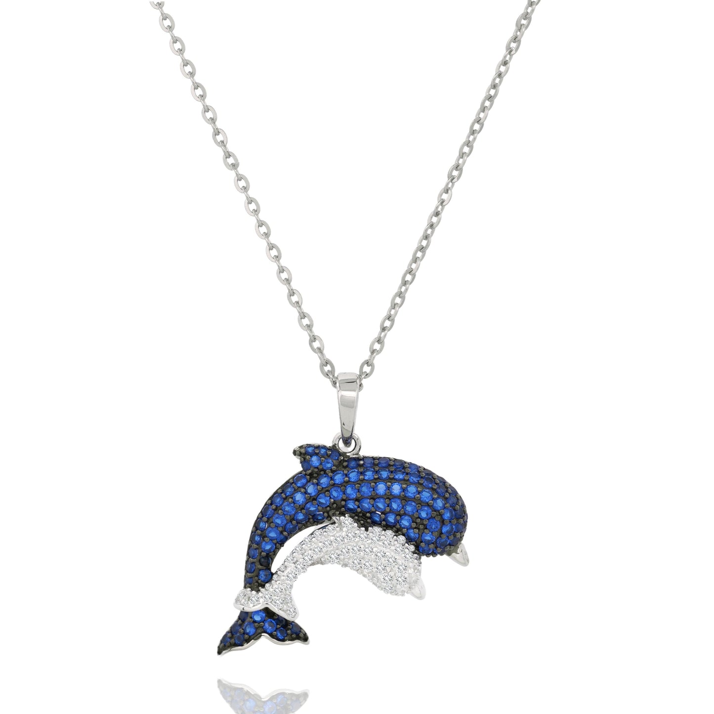 sterling Silver Blue Dolphin Necklace