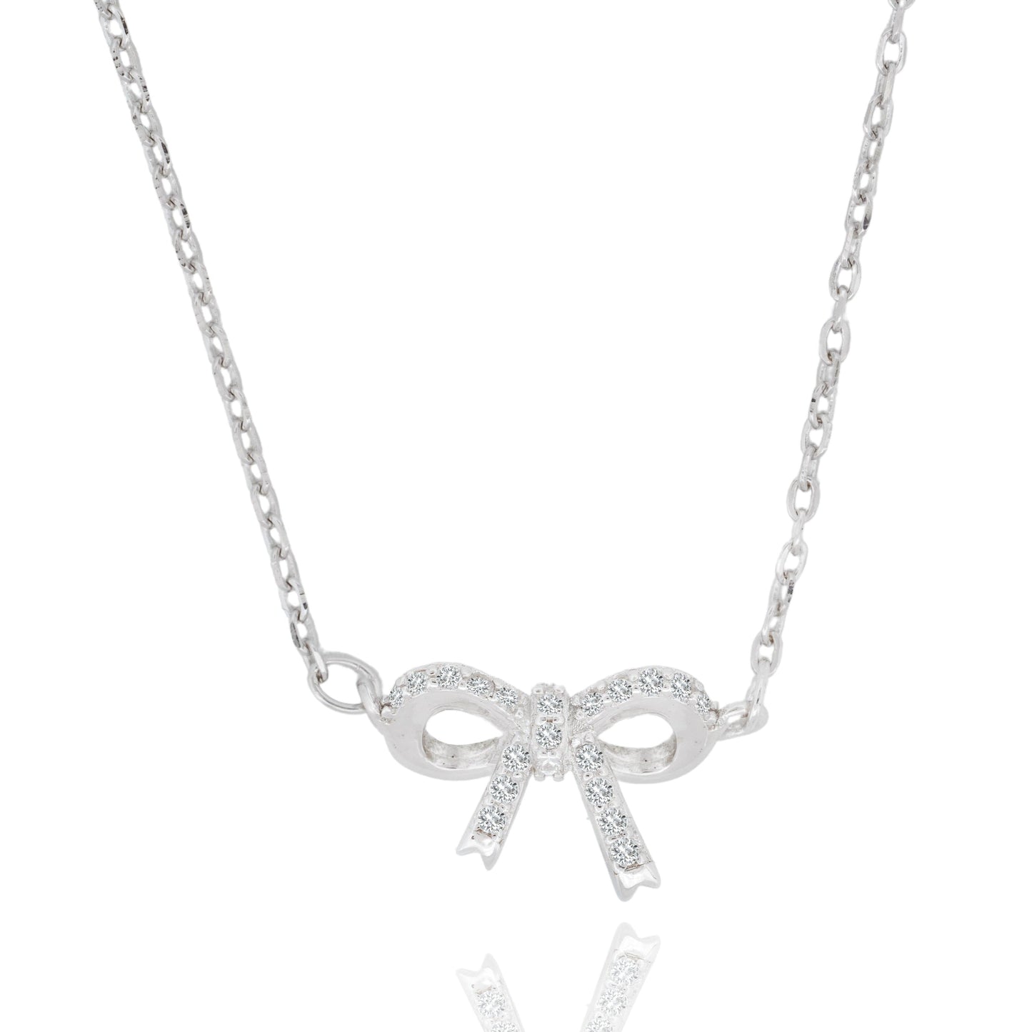 Silver Bow Pendant Necklace