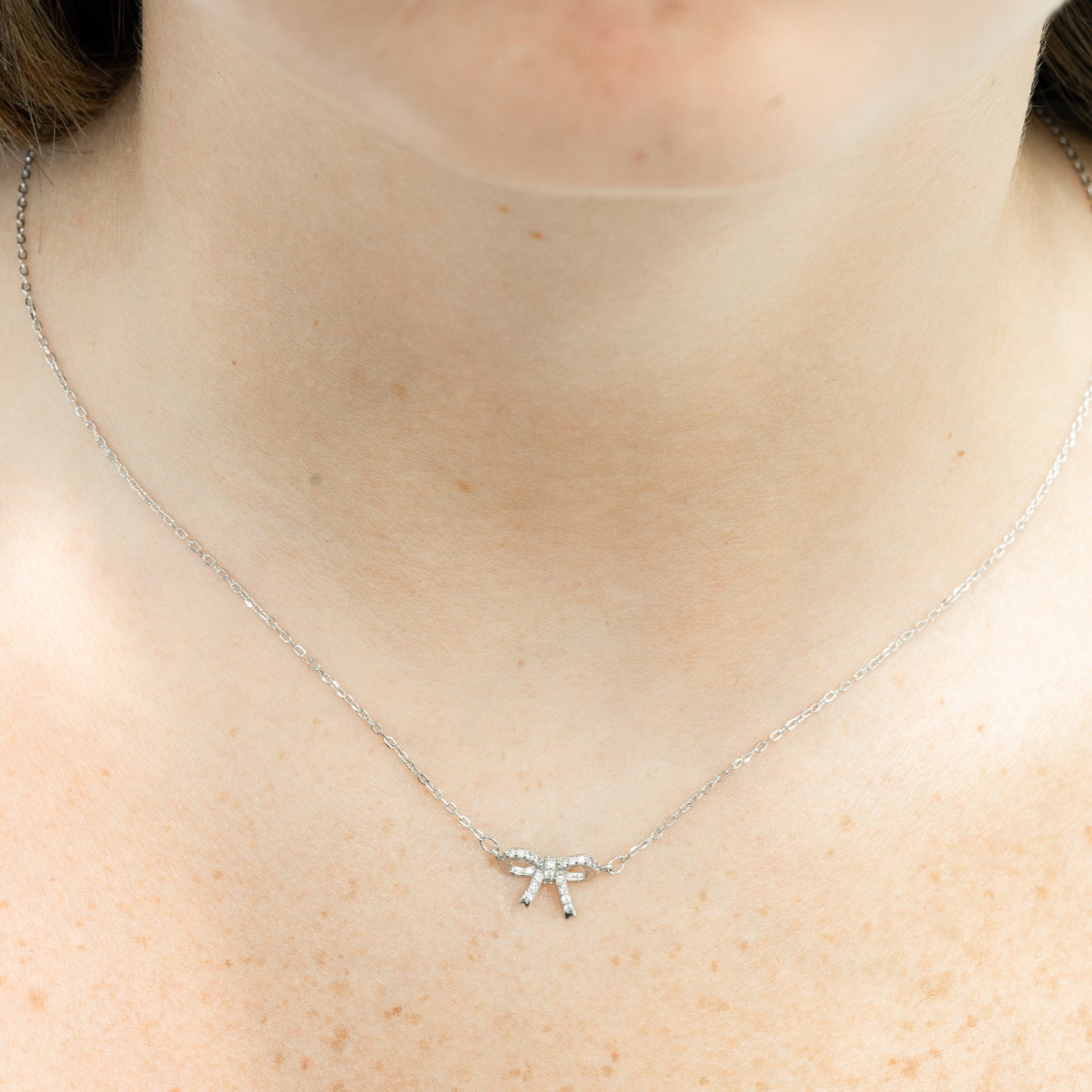 Silver Bow Pendant Necklace