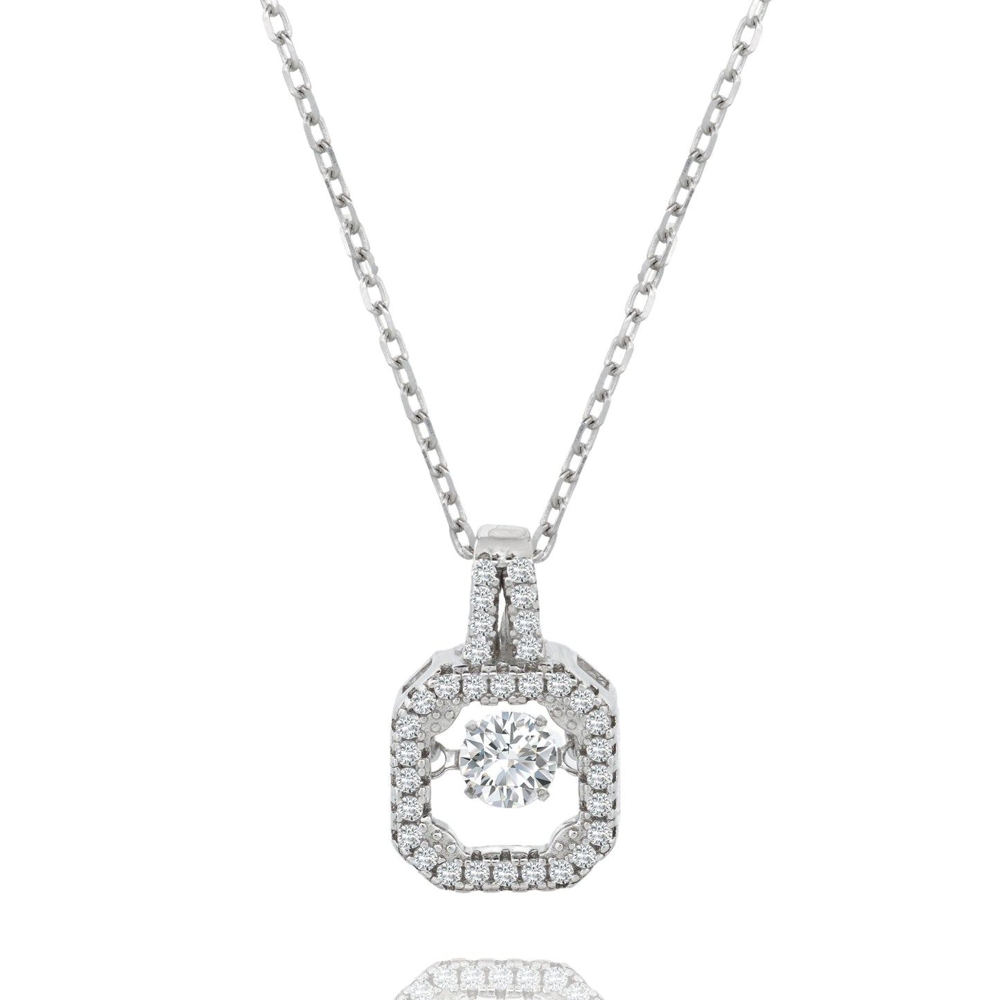 Silver Square Halo Necklace