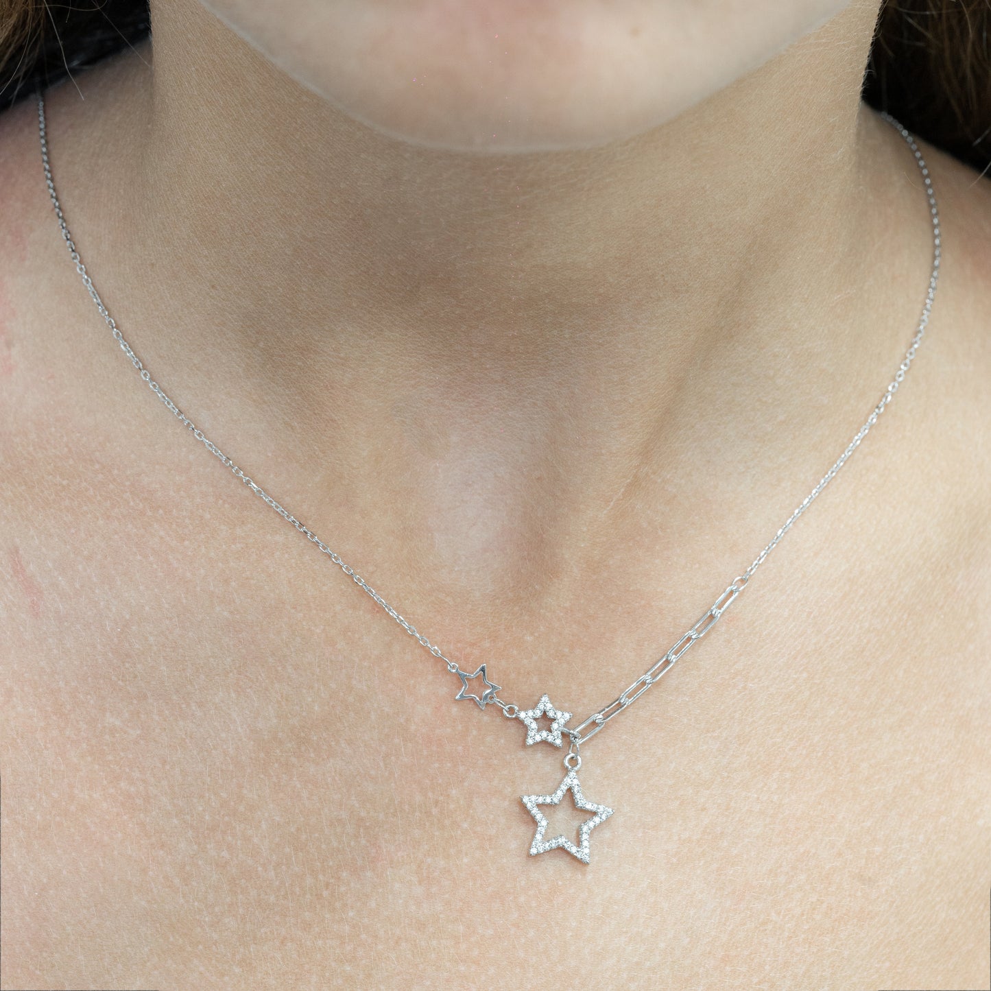 Silver Link Star Necklace