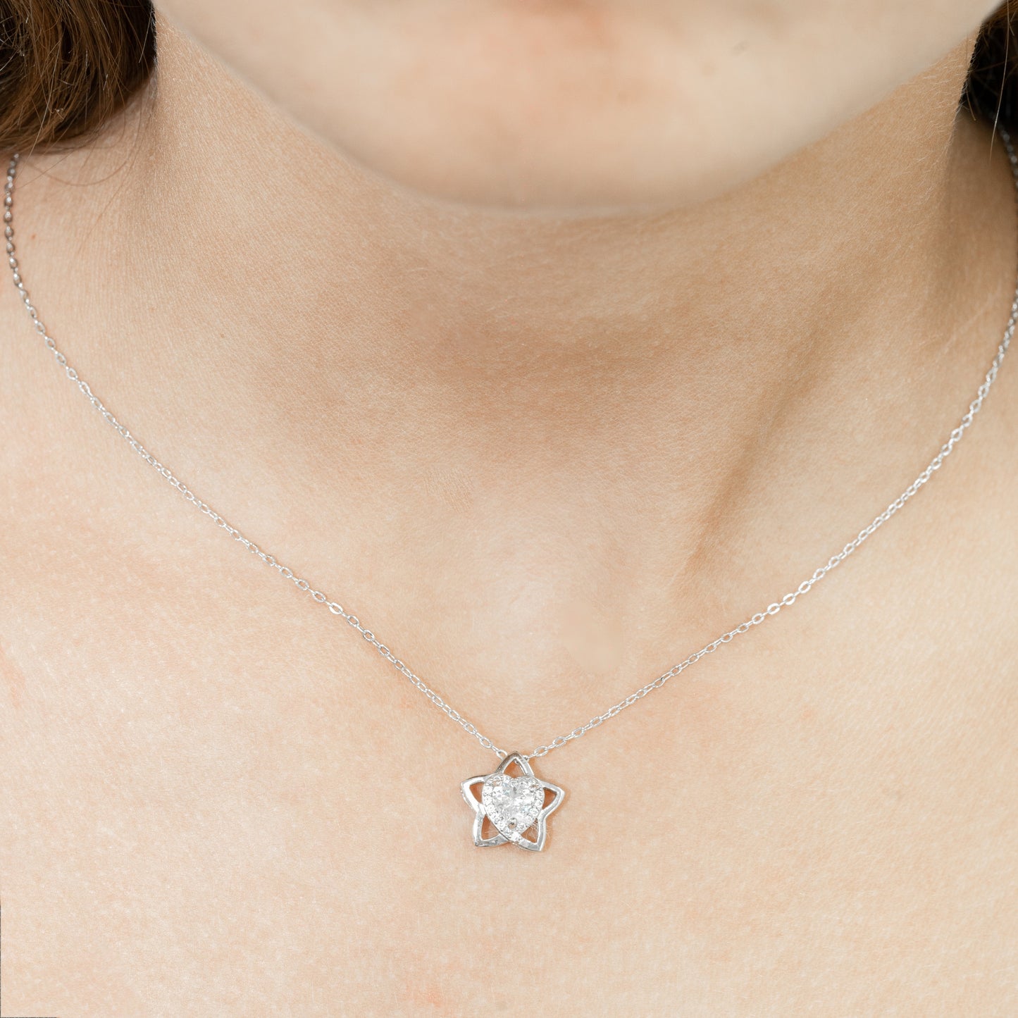 Silver Star Heart Necklace