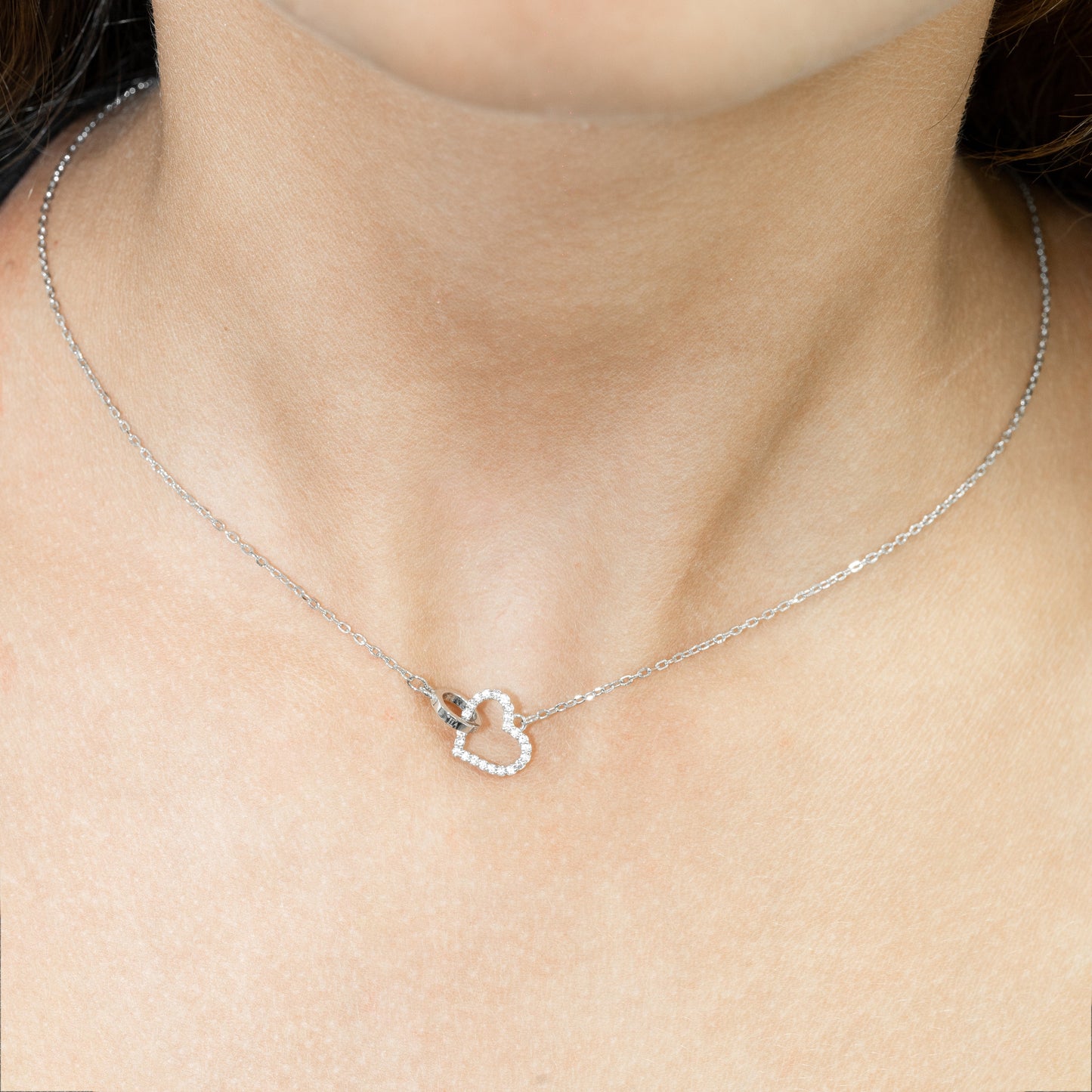 Sterling Silver Cubic Zirconia Heart Necklace