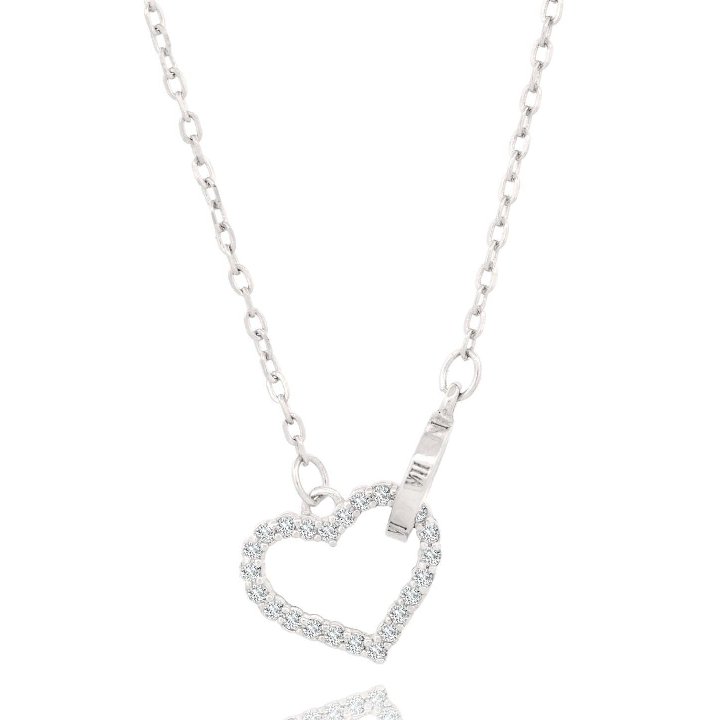Sterling Silver Cubic Zirconia Heart Necklace