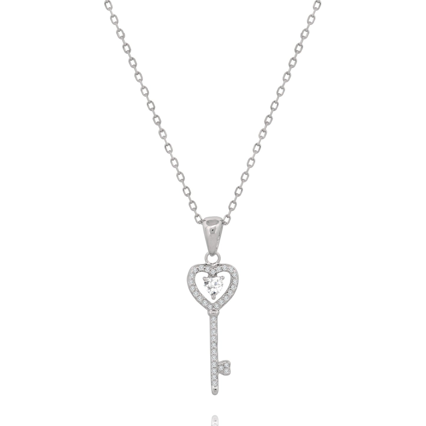Silver Key Pendant Necklace